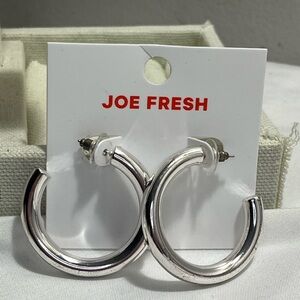 Joe Fresh Shiny Silver Hoop Earrings